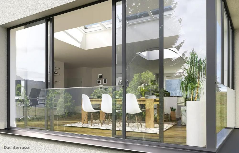 Bild Neubau Eigentumswohnungen Kunibertstraße Hilden: Bild eines Balkons mit Blick in eine Wohnung