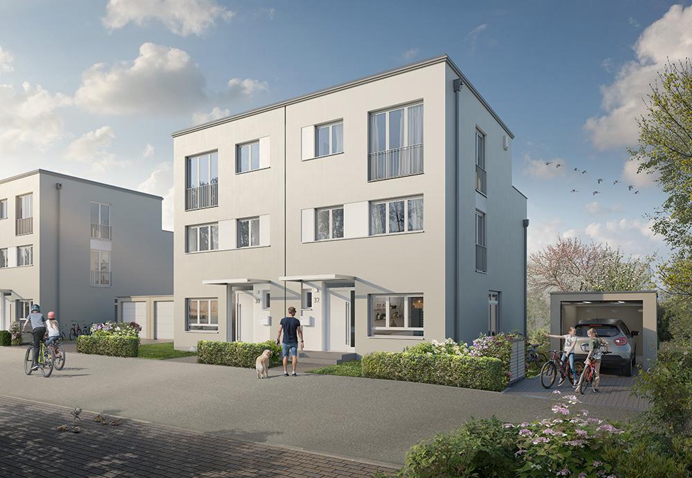 Bild Neubau Häuser Hildegard-von-Bingen-Straße Friedrichsdorf Bild Neubau Häuser Hildegard-von-Bingen-Straße Friedrichsdorf: Straßenansicht eines Mehrfamilienhauses