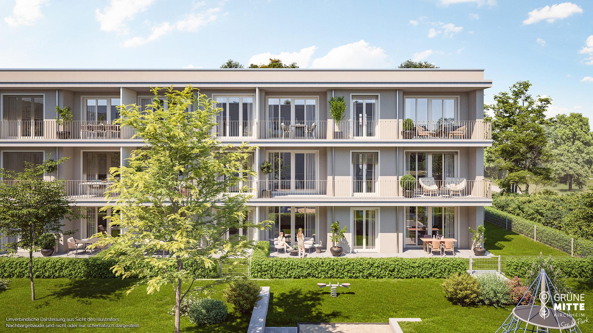 Bild Neubauprojekt GRÜNE MITTE KIRCHHEIM – See & Park Bild Neubauprojekt GRÜNE MITTE KIRCHHEIM – See & Park