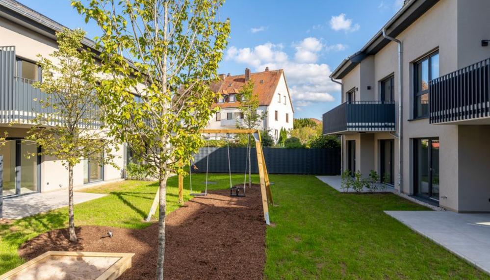 Bild Neubau Eigentumswohnungen und Häuser Helenenstraße Aschaffenburg Bild Neubau Eigentumswohnungen und Häuser Helenenstraße Aschaffenburg: Vogelperspektive auf eine Wohnanlage