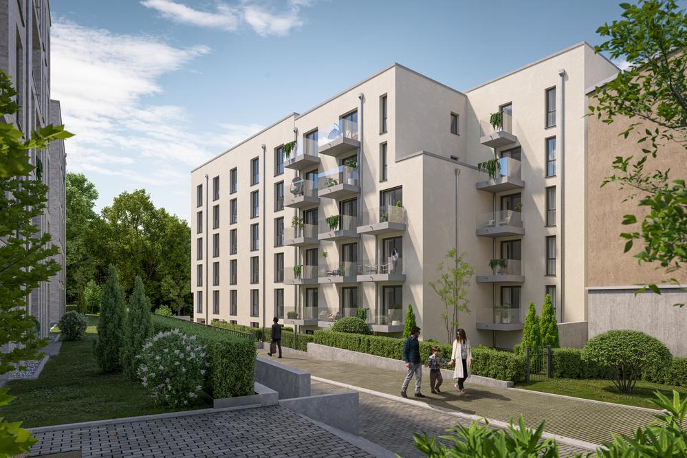 Bild Neubau Eigentumswohnungen Rütscherhof, Aachen: Bild einer Mehrfamilienhaus-Anlage