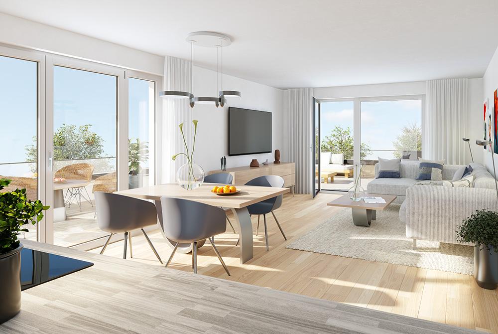 Bild Neubau Eigentumswohnungen Spindäckerstraße Heroldsberg Bild Neubau Eigentumswohnungen Spindäckerstraße Heroldsberg: Bild eines hellen Wohnzimmers