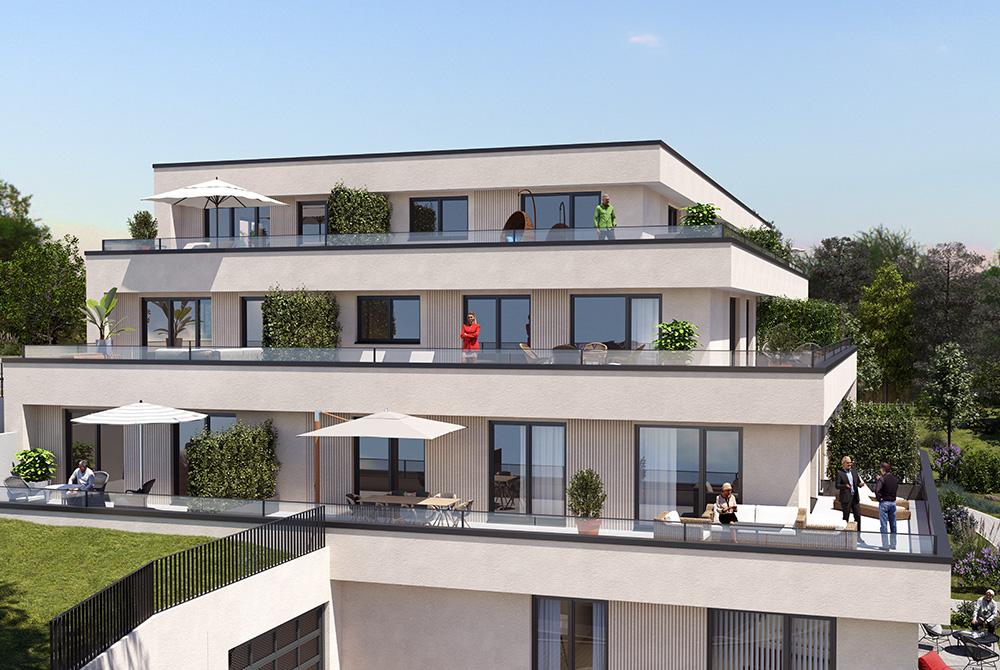 Bild Neubau Eigentumswohnungen Spindäckerstraße Heroldsberg Bild Neubau Eigentumswohnungen Spindäckerstraße Heroldsberg: Frontansicht eines Mehrfamilienhauses