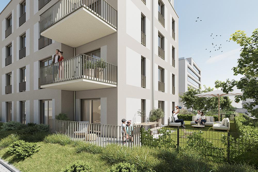 Bild Neubau Eigentumswohnungen Hessenglasweg Oberursel Taunus Bild Neubau Eigentumswohnungen Hessenglasweg Oberursel Taunus: Gartenansicht eines Mehrfamilienhauses