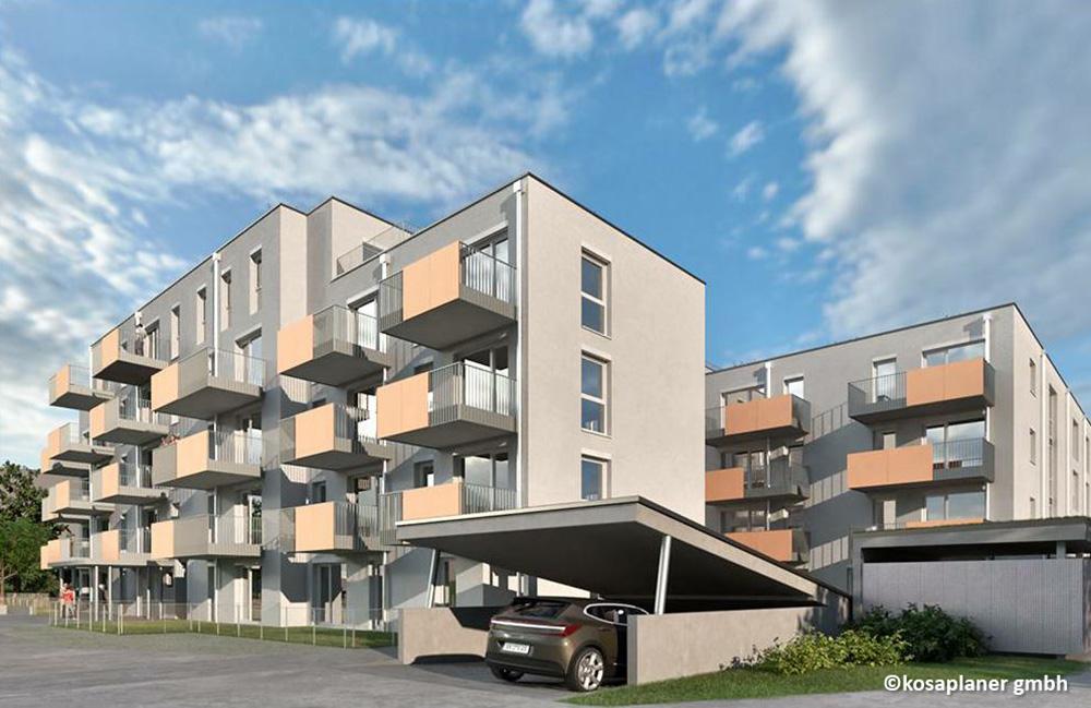 Bild Neubauprojekt Eigentumswohnungen Südheide Vösendorf: Visualisierung eines modernen Wohnzimmers