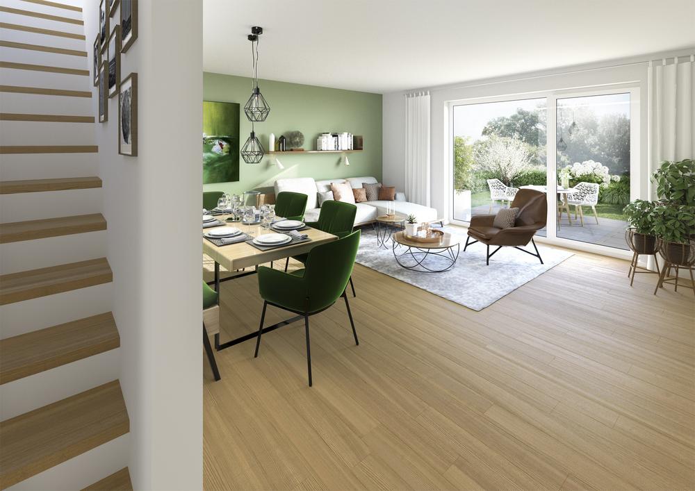 Bild Neubau Häuser Schlesierstraße Voerde Bild Neubau Häuser Schlesierstraße Voerde: Visualisierung eines modernen Wohnzimmers