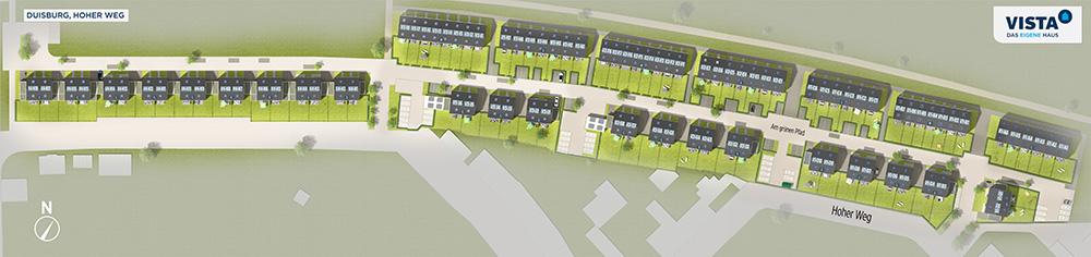 Bild Neubau Hohe Straße Duisburg: Lageplan der Reihenhäuser