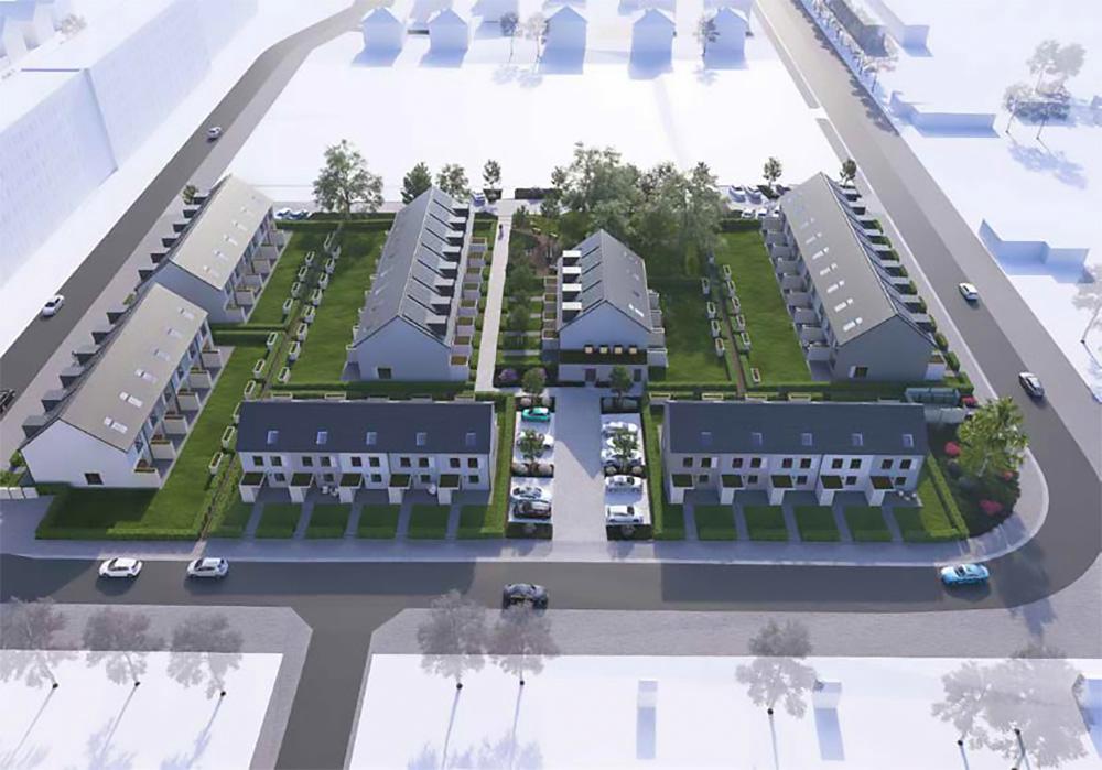 Bild Neubau Häuser Wohnpark Grüne Gärten Friedenshöhe Magdeburg: Vogelperspektive auf das Wohnprojekt