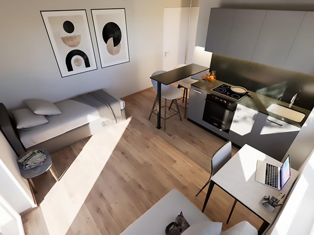 Bild Neubau Studentenapartments Deikestraße München: Bild eines modernen Apartments