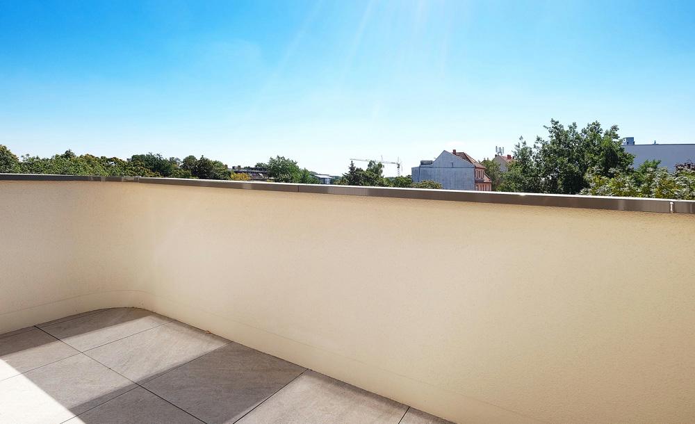 Bild Neubau Eigentumswohnungen Dieskaustraße Leipzig: Bild mit Blick von einer Dachterrasse