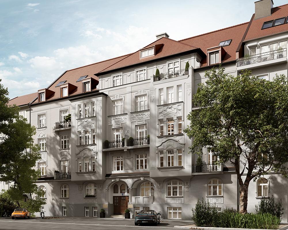 Bild Sanierung Eigentumswohnungen Siegfriedstraße München: Bild eines Mehrfamilienhauses