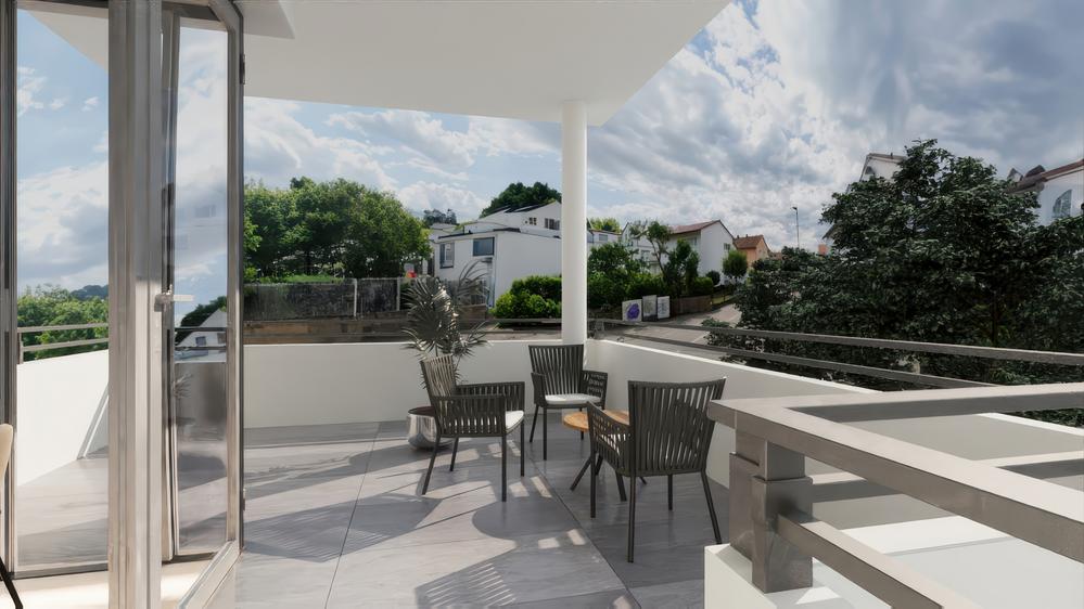 Bild Neubau Eigentumswohnungen Schwetzinger Straße Wiesloch: Visualisierung eines sonnigen Dachterrasse
