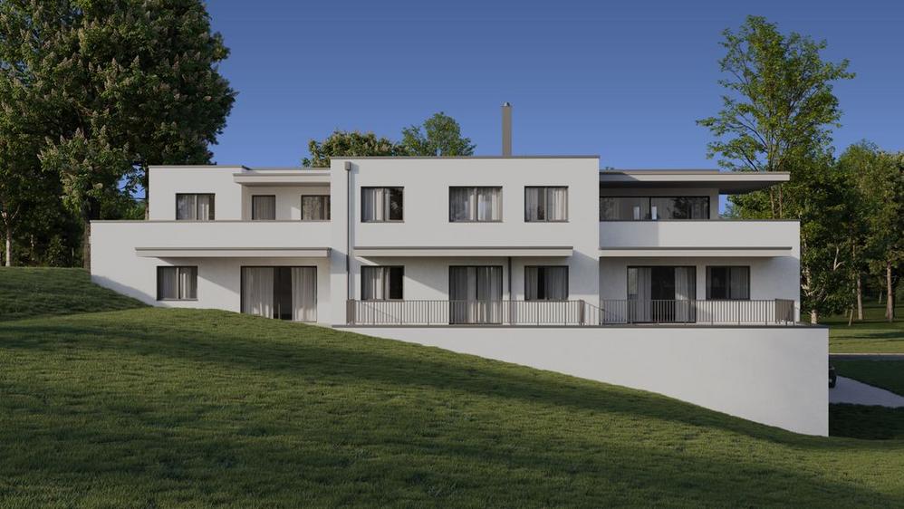 Bild Neubau Eigentumswohnungen Lehenkreuzweg Schemmerhofen: Visualisierung eines Mehrfamilienhauses