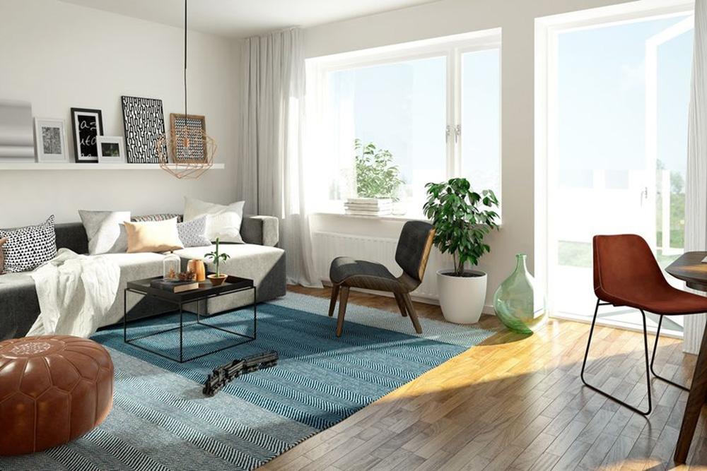 Bild Neubau Doppelhaushälften Neubauprojekt Friedhofstraße 44, Groß-Zimmern: Visualisierung eines hellen Wohnzimmers