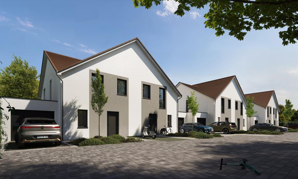 Bild Neubau Doppelhaushälften Neubauprojekt Friedhofstraße 44, Groß-Zimmern: Visualisierung eines hellen Wohnzimmers