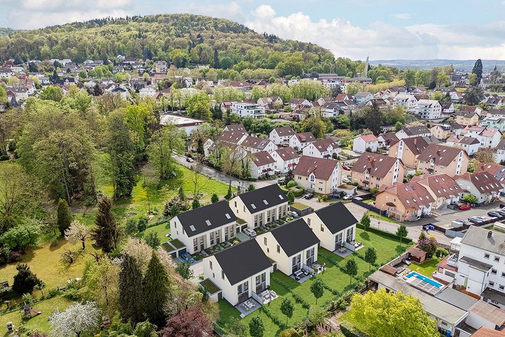 Bild Neubau Häuser Eisenbahnstraße Gelnhausen Bild Neubau Häuser Eisenbahnstraße Gelnhausen: Vogelperspektive auf Gelnhausen