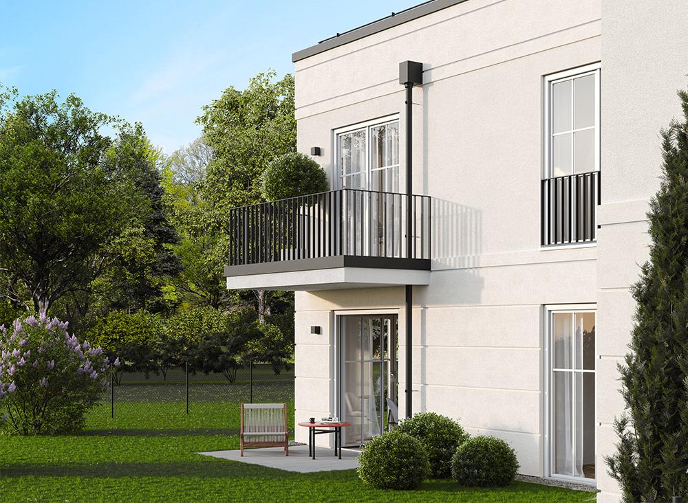 Bild Neubau Eigentumswohnungen AMALIENBURG 27, München: Visualisierung einer Gartenterrasse