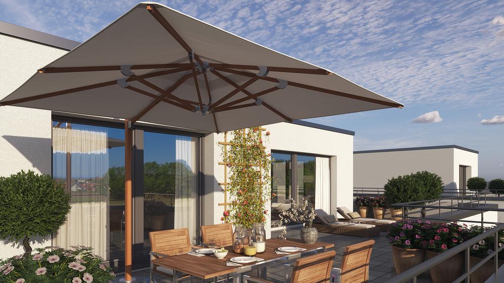 Bild Neubauprojekt 4EVER18. wohnen am bodensee, Meersburg: Visualisieurng einer Dachterrasse