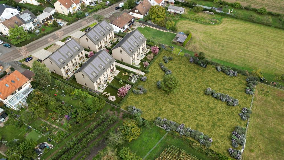 Bild Neubau Häuser Stäudachstraße Leinfelden-Echterdingen: Vogelperspektive auf das Wohnprojekt