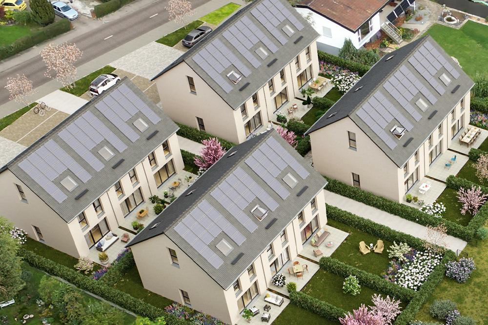Bild Neubau Häuser Stäudachstraße Leinfelden-Echterdingen: Vogelperspektive auf das Neubauprojekt