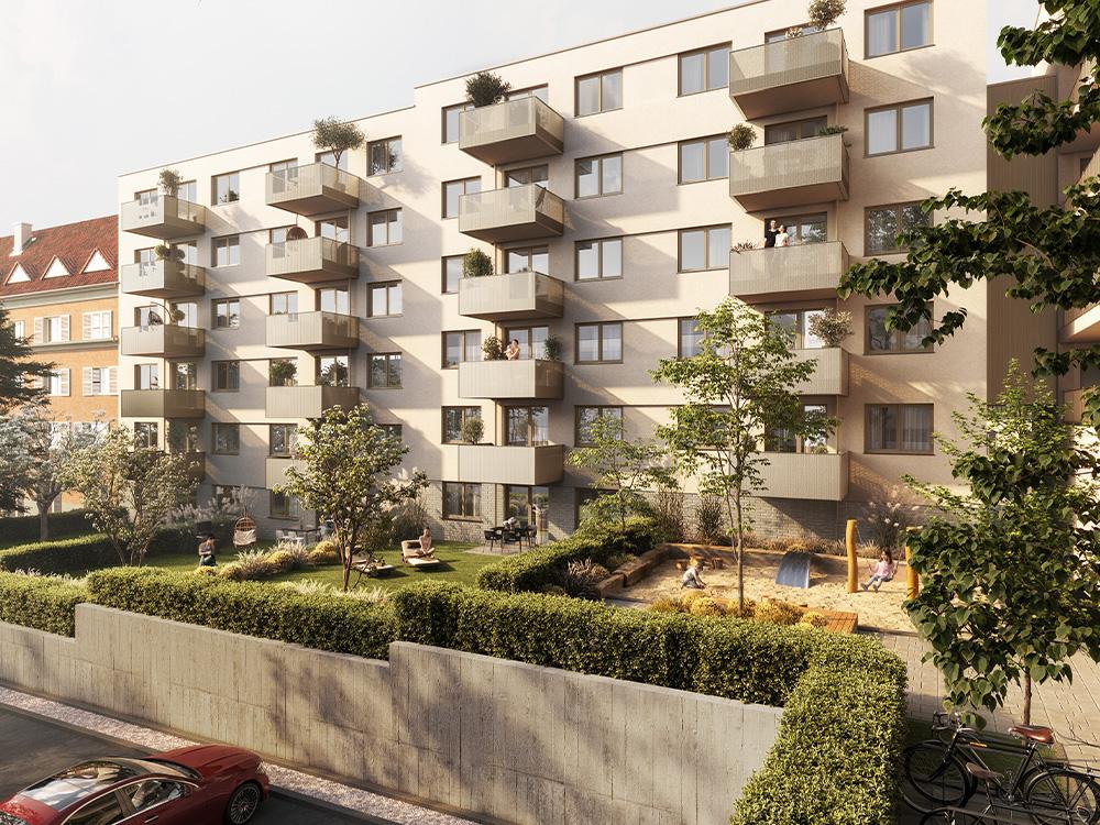 Bild Neubau Eigentumswohnungen Hohenzollernstraße Ludwigsburg Bild Neubau Eigentumswohnungen Hohenzollernstraße Ludwigsburg: Visualisierung eines Mehrfamilienhauses