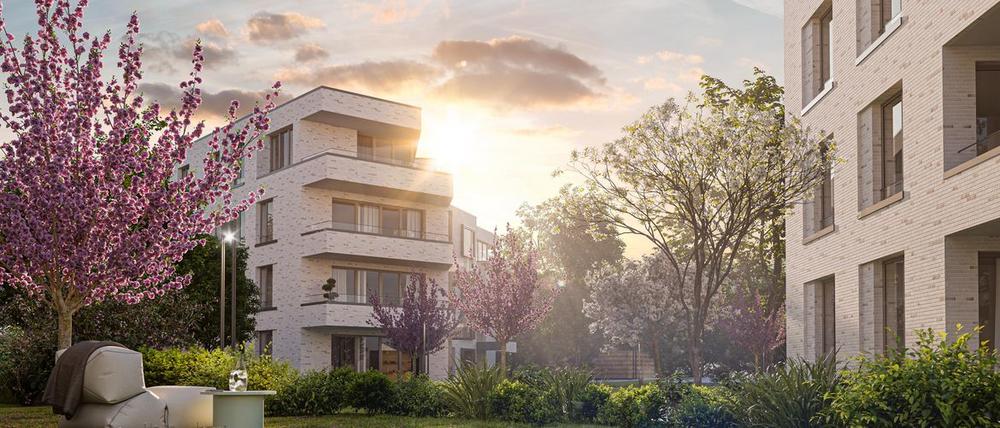 Bild Neubau Eigentumswohnungen Thumenberger Weg Nürnberg: Innenhofansicht einer Wohnanlage