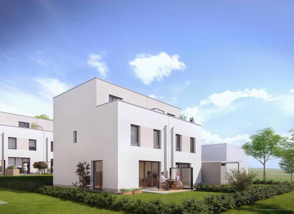 Bild Neubau Häuser Ob dem Korntaler Weg: Eingangsseite einer Reihenhausanlage Ditzingen Bild Neubau Häuser Ob dem Korntaler Weg: Eingangsseite einer Reihenhausanlage Ditzingen: Visualisierung einer Reihenhausanlage