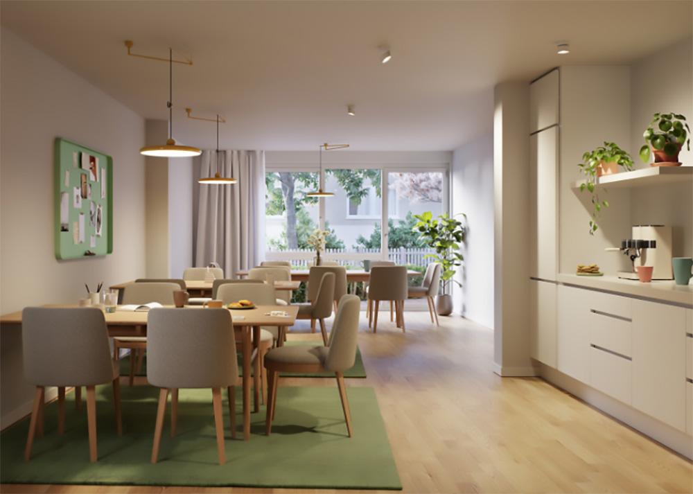 Bild Neubau Eigentumswohnungen Flößerstraße Bietigheim-Bissingen Bild Neubau Eigentumswohnungen Flößerstraße Bietigheim-Bissingen: Visualisierung einer offenen Wohnküche