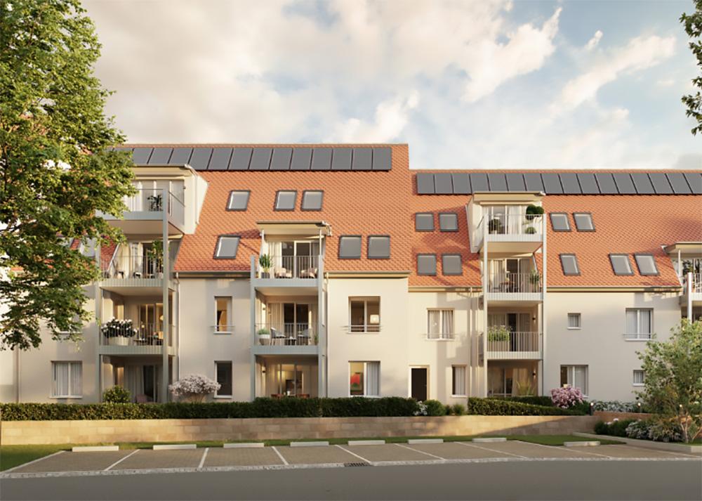 Bild Neubau Eigentumswohnungen Flößerstraße Bietigheim-Bissingen Bild Neubau Eigentumswohnungen Flößerstraße Bietigheim-Bissingen: Visualisierung eines Mehrfamilienhauses