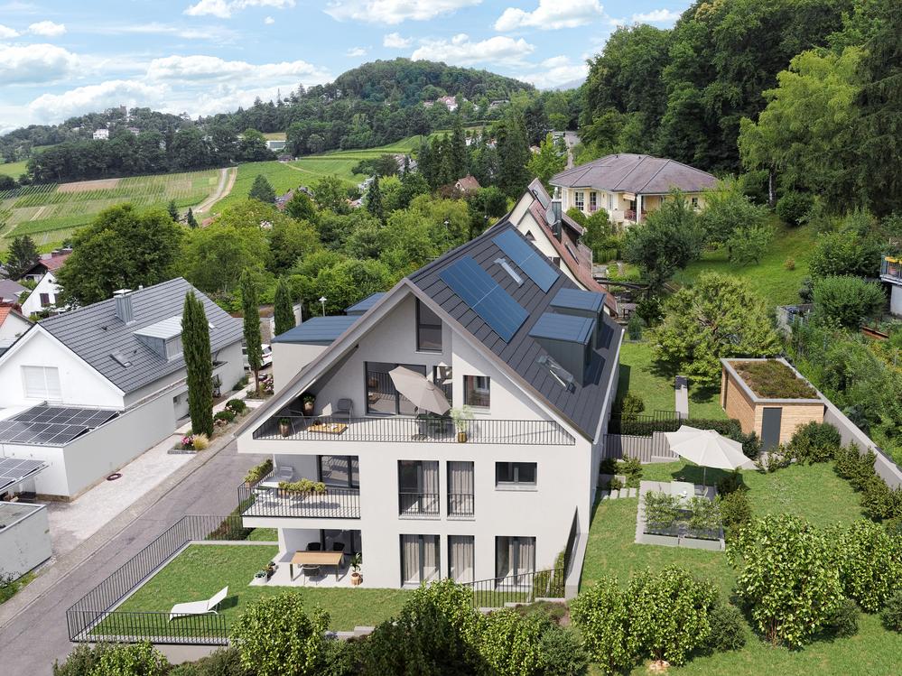 Bild Neubau Eigentumswohnungen Becherwaldstraße Merzhausen Bild Neubau Eigentumswohnungen Becherwaldstraße Merzhausen: Visualisierung eines Mehrfamilienhauses