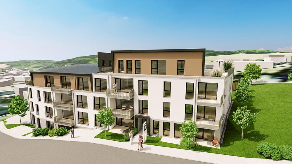 Bild Neubau Eigentumswohnungen Residenz R39, Hünstetten: Bild eines Hauses mit Baugerüst