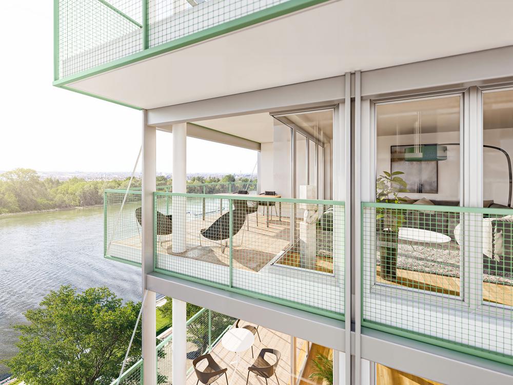 Bild Neubau Eigentumswohnungen An den Rheinwiesen Mainz: Visualisierung von Balkonen