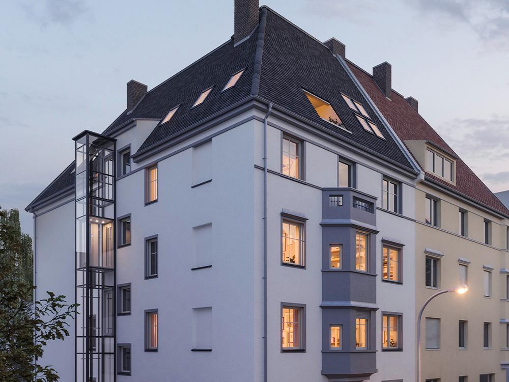 Bild Neubau und Sanierung Eigentumswohnungen Gärtnerstraße 27 Augsburg Bild Neubau und Sanierung Eigentumswohnungen Gärtnerstraße 27 Augsburg: Visualisierung eines Mehrfamilienhauses