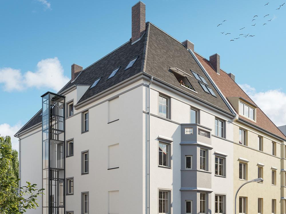 Bild Neubau und Sanierung Eigentumswohnungen Gärtnerstraße 27 Augsburg Bild Neubau und Sanierung Eigentumswohnungen Gärtnerstraße 27 Augsburg: Visualisierung eines Mehrfamilienhauses