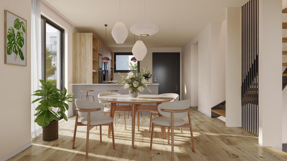 Bild Neubau Häuser KRÔNBERG, Kronberg im Taunus: Visualisierung eines Mehrfamilienhauses Bild Neubau Häuser KRÔNBERG, Kronberg im Taunus: Visualisierung eines modernen Wohnzimmers