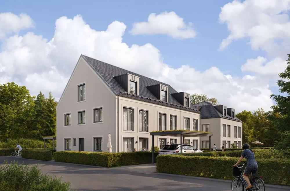Bild Neubau Häuser Hochalmstraße München Bild Neubau Häuser Hochalmstraße München: Visualisierung eines Reihenhauses und eines Doppelhauses