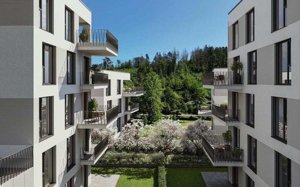 Bild Neubau Eigentumswohnungen im Kurpark, Bad Schwalbach Bild Neubau Eigentumswohnungen im Kurpark, Bad Schwalbach: Bild eines Hauses mit Baugerüst