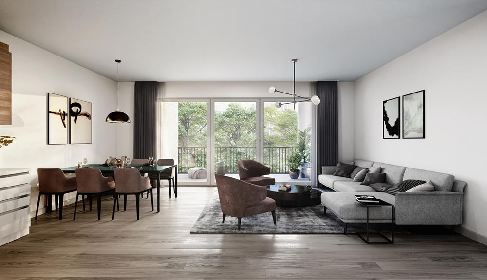 Bild Neubau Eigentumswohnungen Wingertstraße 29-31, Frankfurt am Main: Bild eines hellen Wohnzimmers