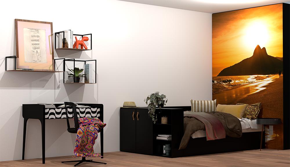 Bild Neubau Studentenapartments Verladestraße Lübeck: Visualisierung eines Innenhofs mit Menschen