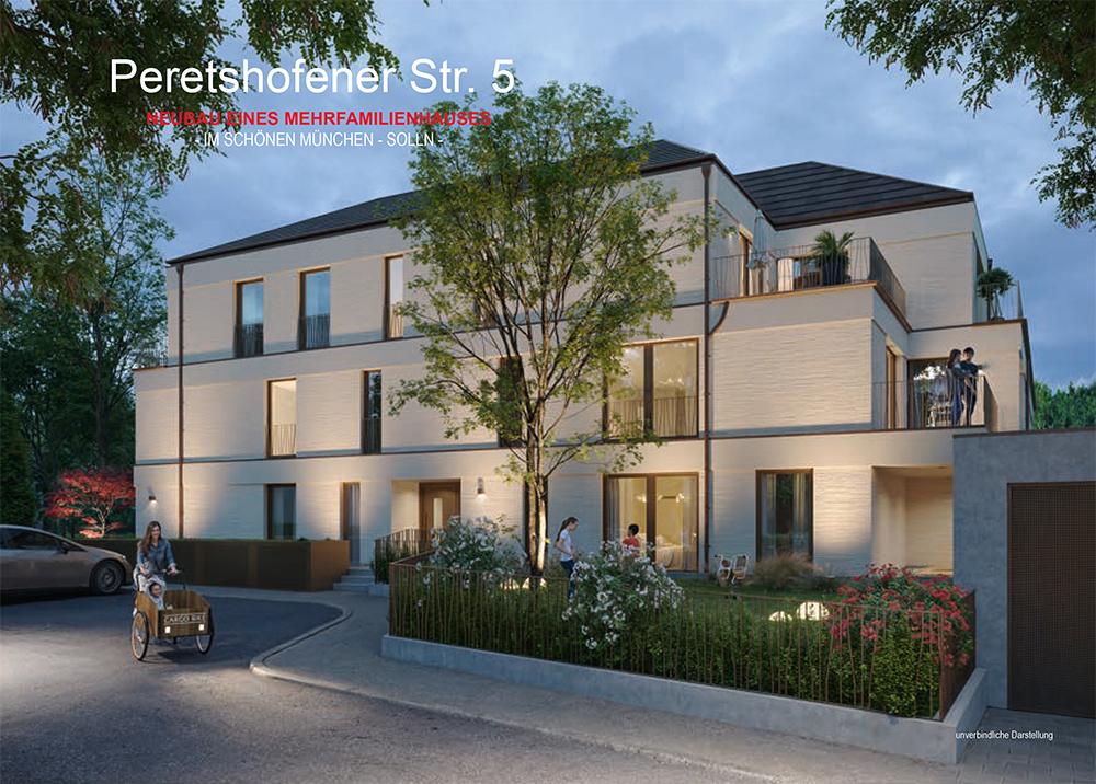 Bild Neubau Eigentumswohnungen Peretshofener Straße München: Visualisierung eines Mehrfamilienhauses