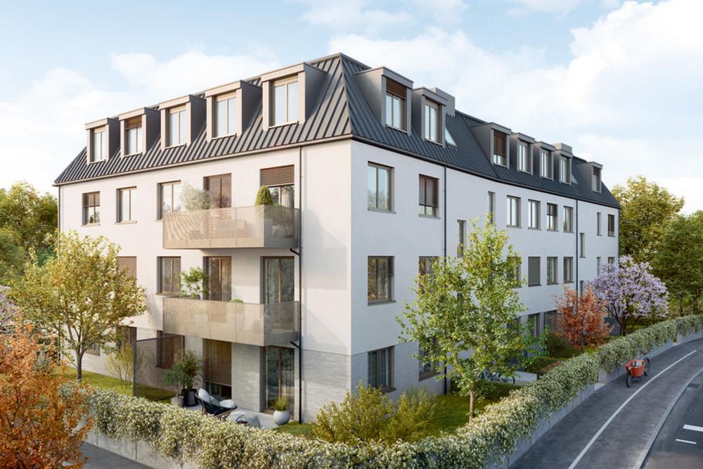 Bild Neubau Eigentumswohnungen Schillerstraße Dachau: Visualisierung eines Mehrfamilienhauses