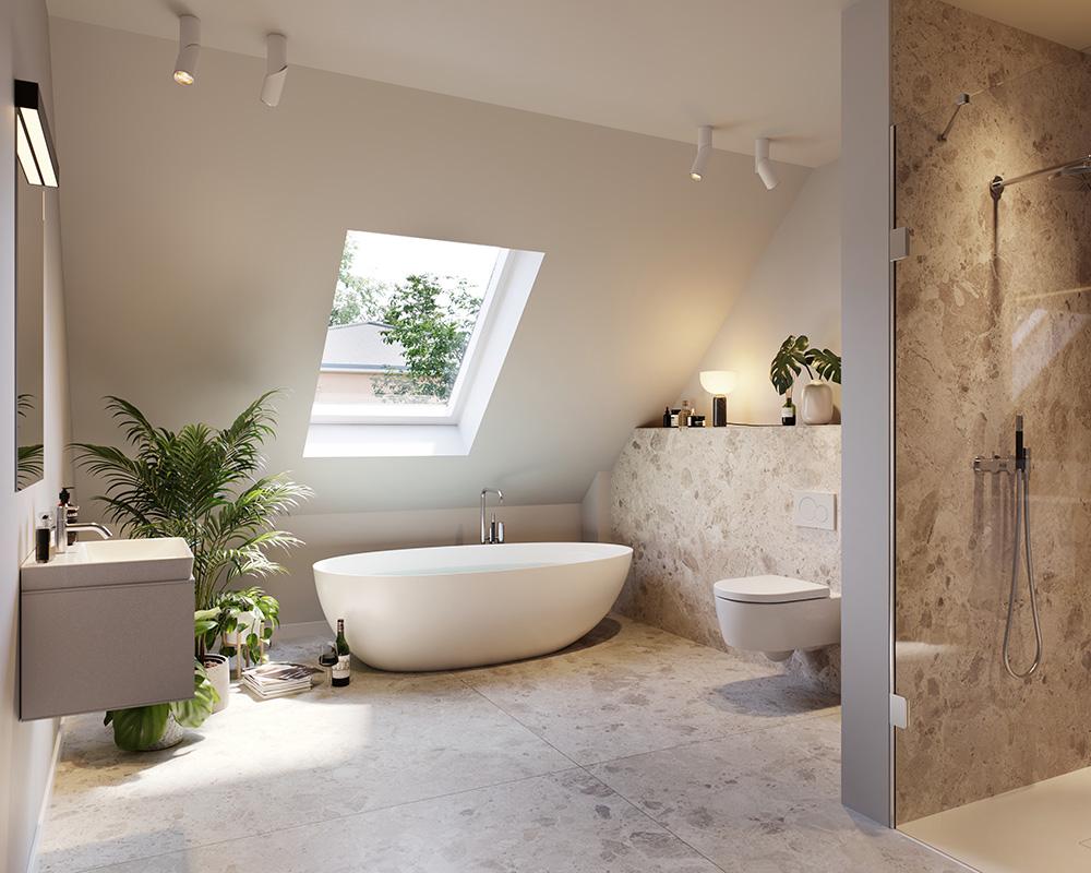 Bild Neubau Häuser Ilsenweg Hamburg: Visualisierung eines großen Wohnzimmers