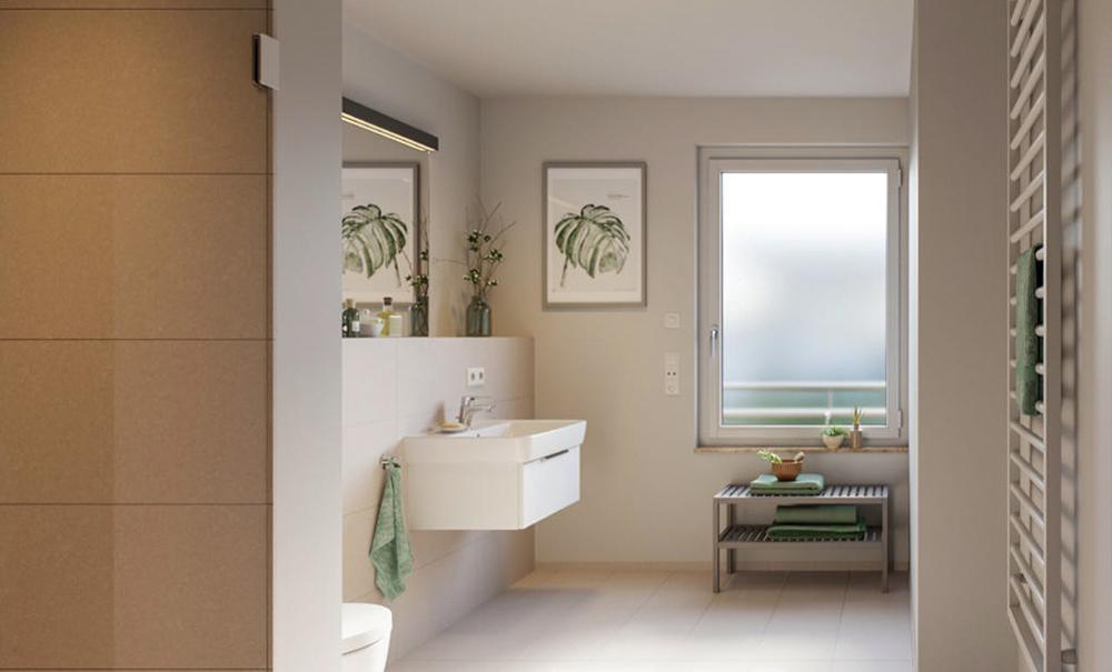 Bild Neubau Eigentumswohnungen Gämsenbergstraße Ludwigsburg: Visualisierung eines modernen Badezimmers