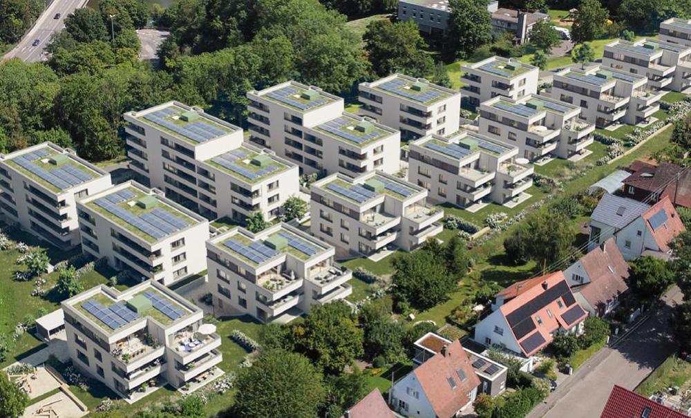 Bild Neubau Eigentumswohnungen Gämsenbergstraße Ludwigsburg: Vogelperspektive auf das Neubauprojekt