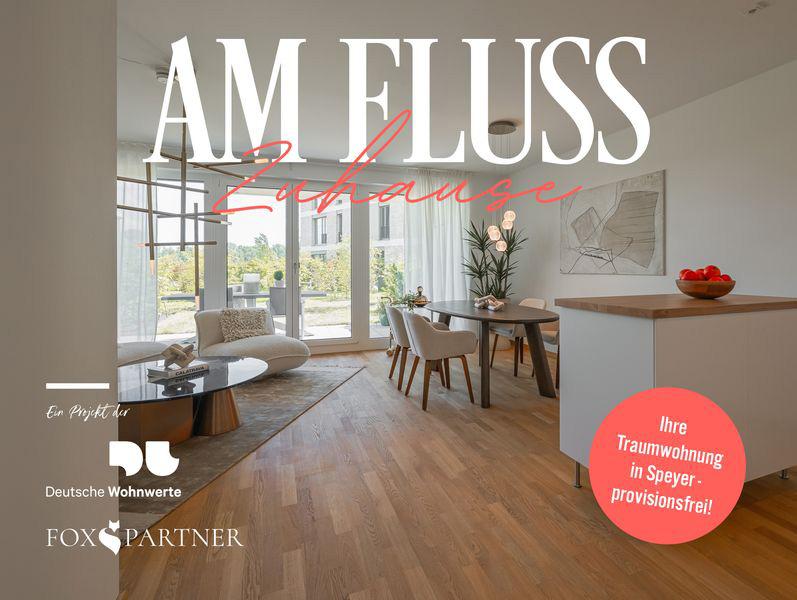 Bild Neubau Eigentumswohnungen Alte Ziegelei Speyer: Bild einer Terrassenwohnung mit Vermarktungshinweisen