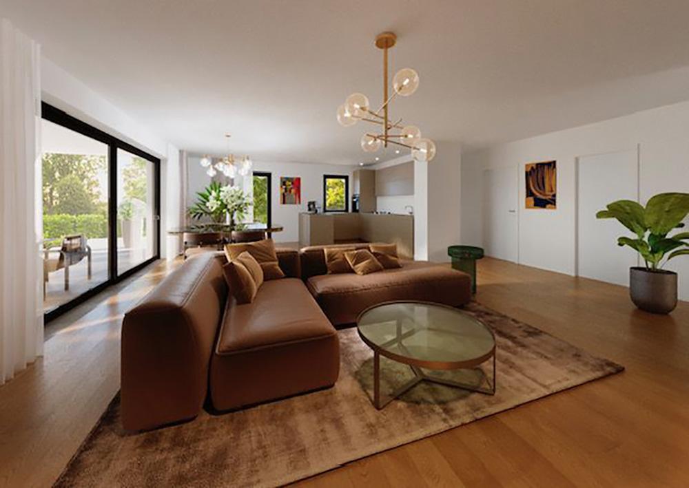 Bild Neubau Eigentumswohnungen Haydnstraße Tutzing: Visualisierung eines hellen Wohnzimmers