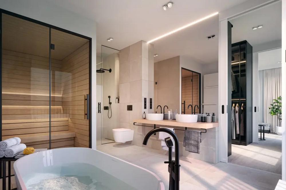 Bild Neubau Eigentumswohnungen Karl-Marx-Damm Bad Saarow: Bild eines modernen Badezimmers