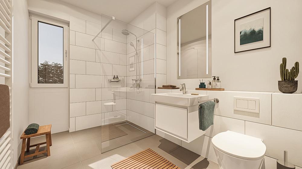 Bild Neubau Eigentumswohnungen und Häuser Bonner Straße Köln: Visualisierung eines hellen Wohnzimmers