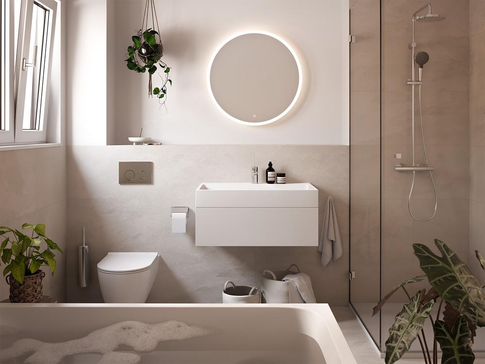 Bild Neubau Häuser Friedrich-Naumann-Straße Hohen Neuendorf: Visualisierung eines modernen Badezimmers