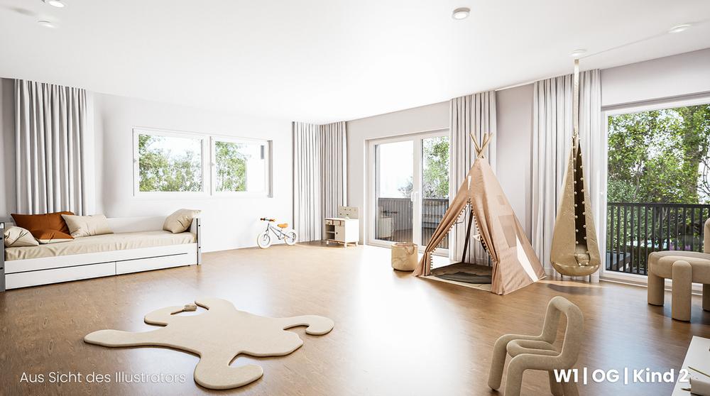 Bild Neubau Häuser Pelargonienweg München: Visualisierung eines hellen Kinderzimmers